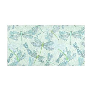 Imagem de Burbuja Tapete de corredor azul-petróleo libélulas de pelúcia antiderrapante tapete de cozinha suporte de borracha para corredor, quarto, sala de estar, decoração de entrada, lavável na máquina, 51 x