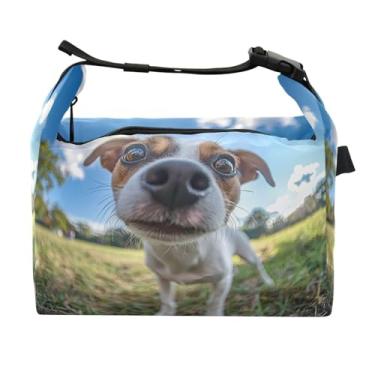 Imagem de STAYTOP Lancheira fofa de cachorro com foto olho de peixe com fivela de alça, lancheira isolada para meninos e meninas, lancheira térmica para trabalho escolar