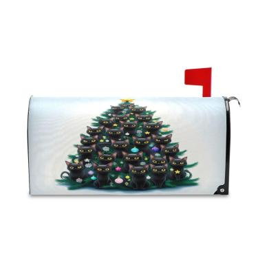 Imagem de Burbuja Capa de caixa de correio magnética, capa de caixa de correio decorativa de árvore de Natal para decoração de jardim e quintal, tamanho grande 52,8 x 64,5 cm
