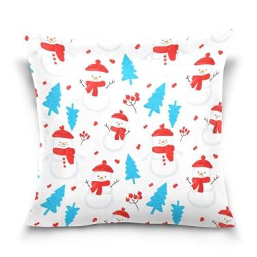 Imagem de Burbuja Capas de almofada 45,7 x 45,7 cm, capa de almofada de veludo macio de árvore de boneco de neve decorativa para sofá, sofá, sala de estar, quarto