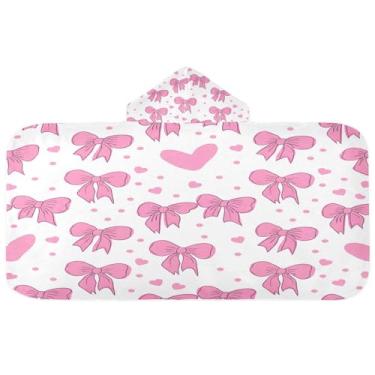 Imagem de CEBUGI Toalha de banho com capuz e laços fofos para crianças toalha de banho macia absorvente com capuz 127 x 59,7 cm toalha de banho de praia para meninos e meninas