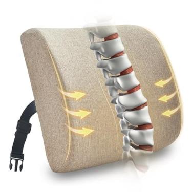 Imagem de GoLepide Almofada de apoio para as costas para almofada de suporte reclinável com espuma viscoelástica de gel, almofadas ortopédicas ergonômicas para sofá lombar para idosos, alívio da dor lombar