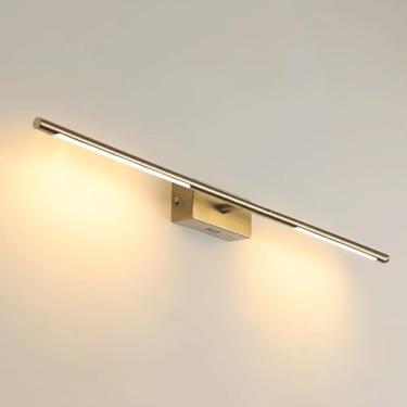 Imagem de Luminária de parede linear minimalista LED 6000K com luz branca, moderna e elegante para banheiro, sala de estar, quarto e corredores (dourada, 60 cm)