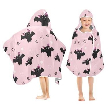 Imagem de Burbuja Black Bats Toalha de banho com capuz para crianças, toalha de praia de pelúcia macia absorvente para meninas e meninos 3-10 anos, 61 x 127 cm