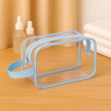 Imagem de Necessaire Transparente com Zíper – Bolsa Organizadora Para Enfermagem, Maquiagem, Escola e Academia(1,Azul Claro)