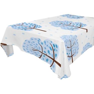 Imagem de Burbuja Toalha de mesa de floresta de inverno, toalha de mesa quadrada anti-rugas grossa para decoração de jantar, cozinha, festa, 137 x 137 cm