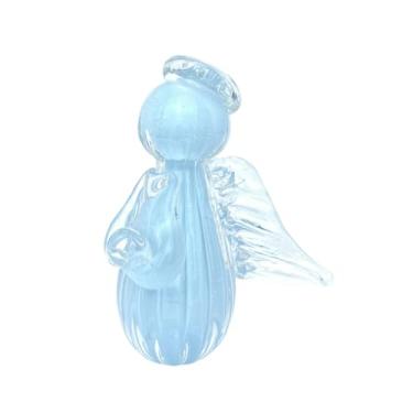 Imagem de Escultura Artigo Decoração Mini Anjo Cristal Murano Azul Bebê 6cm Religioso Decorativo Para Casa