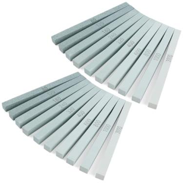 Imagem de Supkiir Conjunto de 20 peças de pedras de amolar retangulares, nº 80 - 3000 # de pedras de amolar de carboneto de silicone verde, pedras de afiar para facas, modelos de polimento e entalhe ferramentas