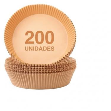 Imagem de Kit 200 Formas Descartáveis para AirFryer 20cm Redonda Antiaderente Prático Ideal para Cozinhar Assar com Faciliadade Carnes Frangos Batatas Legumes Cozimento Saudável