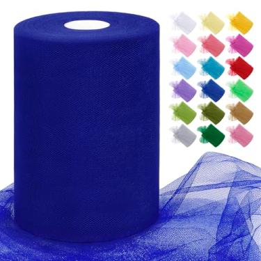 Imagem de JeogYong Rolos de tecido de tule azul royal 15 cm por 100 metros tecido de malha de poliéster fita de tule para saias tutu, embrulho de presente, decoração de aniversário/festa/casamento, artesanato