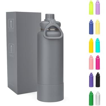 Imagem de Garrafa Térmica 800ml - Duplamente Isolada, Aço Inox 304, Base Emborrachada Anti Derrapante, Mantém Bebidas Quentes por 12 Horas e Geladas por 24 Horas, (chumbo)