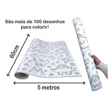 Imagem de Rolo de Papel para Colorir Gigante 5m x 60cm | Desenho para Pintar | Muitos Temas Para Você Escolher (Dinossauros)