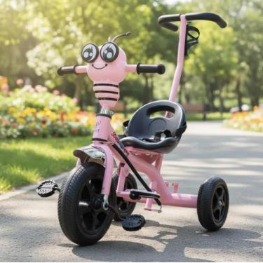 Imagem de Triciclo Infantil Com Empurrador Abelhinha Rosa - Primeira Atitude