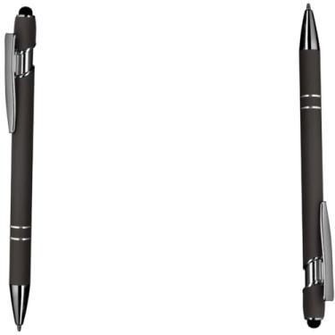 Imagem de Caneta Esferográfica em Metal com Corpo Emborrachado, Ponta Touch, Refil Parker, Escrita Azul, 0.7mm, Bambu com Detalhes Cinza Fosco (Kit 2 Cinza)