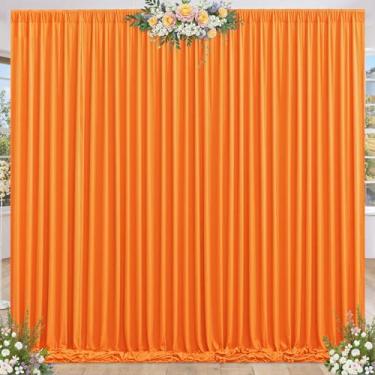 Imagem de Cortinas de fundo laranja de 2,4 x 3 m para festas de casamento, colírios para fotos, pano de fundo, pano de fundo macio, poliéster sem rugas para decoração de fotos de chá de bebê, aniversário, 2