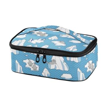 Imagem de Joisal Arctic Animals Ice Blue Lancheira Feminina Portátil Térmica Mini Bolsa Térmica Lancheira