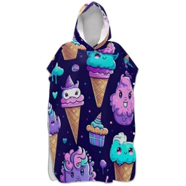 Imagem de Joisal Roupão de unicórnio de sorvete para adultos, poncho de surfe, toalhas de banho com capuz, plus size, ponchos de praia para homens