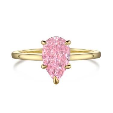 Imagem de GemKing DY120590-S-W-CS-6 Anel de zircônia cúbica colorida sem manchas de prata esterlina 925 anel de noivado ajustável joias femininas, 5, Prata esterlina, Sem pedra preciosa