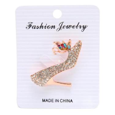 Imagem de Broche de salto alto de cristal elegante com strass acessório decorativo para casacos, cachecóis e estilo diário de roupa, Medium, Plástico, Sem Pedra Preciosa
