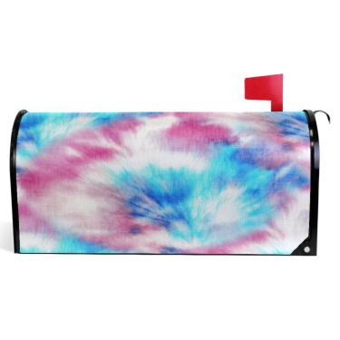 Imagem de TSENQUE Caixa de correio decorativa colorida azul branca capas magnéticas vinil caixa de correio envoltório verão fazenda decoração de caixa de correio exterior tamanho padrão 52,6 x 45,8 cm