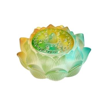 Imagem de porta-vara de incenso Queimador de incenso fio lótus esmaltado, suporte interno para casa, ornamentos criativos(Green)