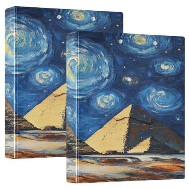 Imagem de Pasta de 3 anéis azul pirâmide estrelada, comporta 200 folhas, 1 pacote de fichário de receitas