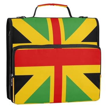 Imagem de Fichário organizador de bandeira jamaicana, organizador de fichário com zíper, 3 anéis