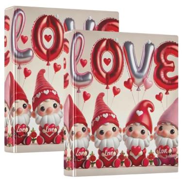 Imagem de Fichários personalizados de 3 anéis com estampa de gnomos do Dia dos Namorados, 3 polegadas, 200 folhas, caderno, anel redondo, fichário de apresentação, 31,5 x 27 x 6 cm, 1 pacote