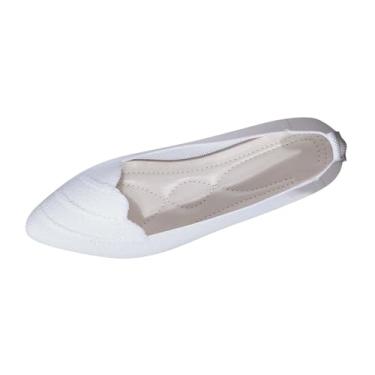 Imagem de Sapatos rasos femininos de bico fino respirável casual primavera verão, Branco, 34