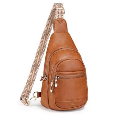 Imagem de BIAVOI Bolsa tiracolo para viagem feminina, antifurto, bloqueio RFID, bolsa de peito, pequena bolsa de couro vegano para uso casual, Marrom, Small, Contemporâneo