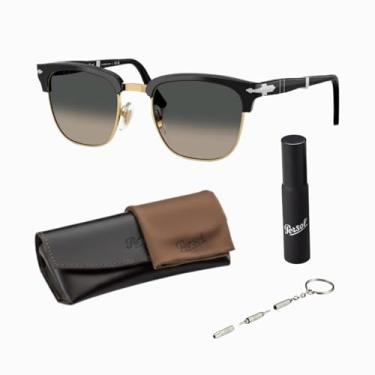Imagem de Persol Óculos de sol quadrados PO3375S com kit oficial de óculos