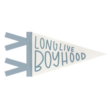 Imagem de WXHUM Decoração de sala de jogos de berçário para meninos, bandeiras de bandeira de galhardete de vida longa, decoração de arte de parede em tela infantil azul para quarto de criança, berçário, sala