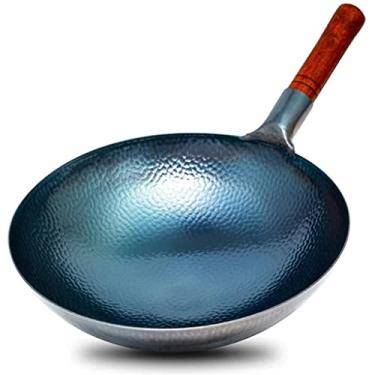 Imagem de Conjuntos de utensílios de cozinha tradicional chinesa, panelas de ferro fundido, aço carbono, fundo redondo, cabo antiqueimaduras, madeira de faia, para fogão a gás de cozinha