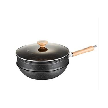 Imagem de Conjuntos de panelas de ferro fundido, wok, panelas de ferro fundido, aço inoxidável não revestido, frigideira de ferro fundido