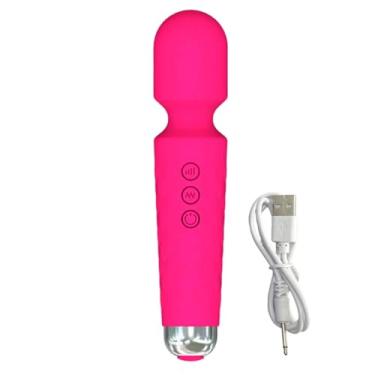 Imagem de Massageador Vibrador Varinha Mágica Corporal Portátil 28 Modos de Vibração e 8 Intensidades, Cabeça Flexível 360° e Recarregável USB, 3 cores disponíveis, em 3 cores a escolha (Rosa)