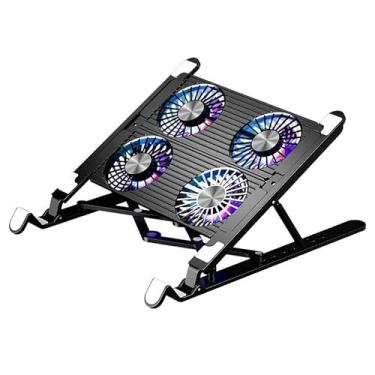 Imagem de Suporte de mesa para laptop, ventiladores de resfriamento duplos para laptop, suporte dobrável, componentes de computador, suporte dobrável para mesa de laptop