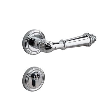 Imagem de Fechadura de porta de latão francesa simples europeia prata cobre puro silencioso maçaneta de porta interna de madeira (estilo magnético)