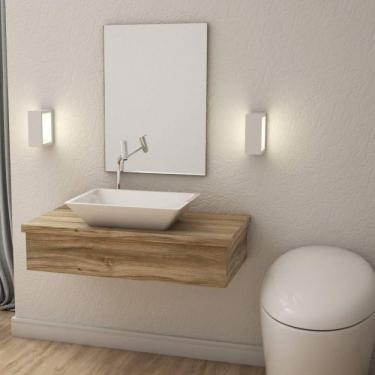 Imagem de Conjunto Bancada Para Banheiro 80cm Com Cuba Rt45 800w Metrópole Compace