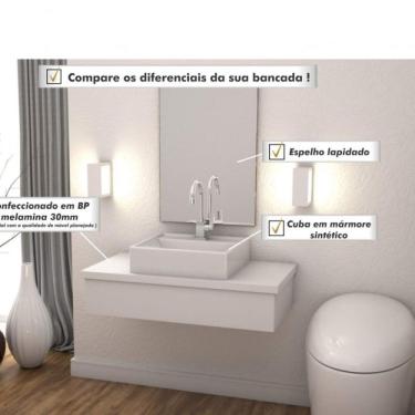 Imagem de Bancada Para Banheiro 80cm Com Cuba Q39 E Espelheira 801w Metrópole Comapace
