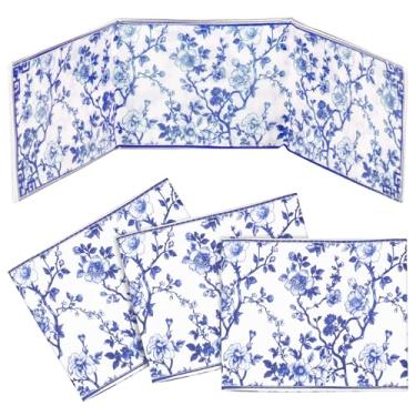 Imagem de Pacote com 4 porta-cartões Chinoiserie Mahjong, protetor de cartão Mahjongg grande com impressão de plástico, (16 x 14 cm), capa de cartão Mahjongs durável para cartão de pontuação de Mah Jongg