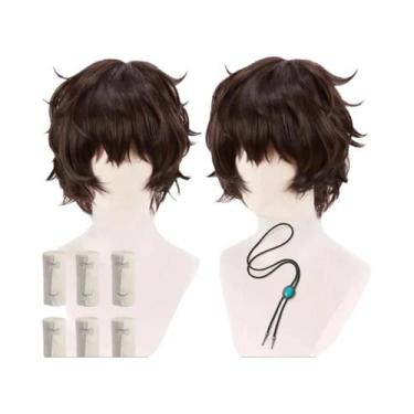 Imagem de Peruca De Cosplay Curta E Encaracolada Marrom Escuro, Estilo Anime Daz