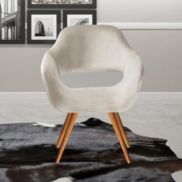 Imagem de Poltrona Decorativa Zara Pés Palito Sala Recepção Bege Claro
