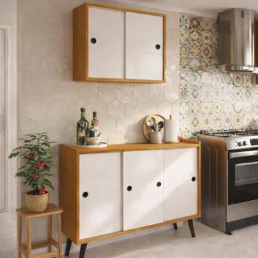 Imagem de Conjunto de Armario Aereo de Cozinha com Balcão de Cozinha com Portas de Correr (Nature Off)