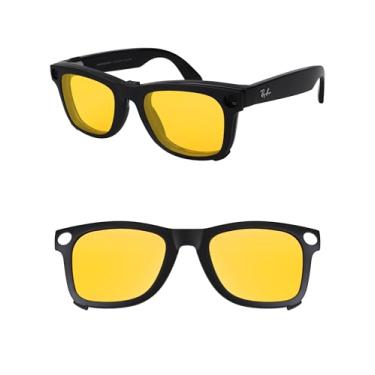 Imagem de HILEEN Clipe externo não polarizado para Ray-Ban Meta Wayfarer RW4006 e Gen 2 RW4012 50-22 para homens e mulheres proteção UV - HD amarelo