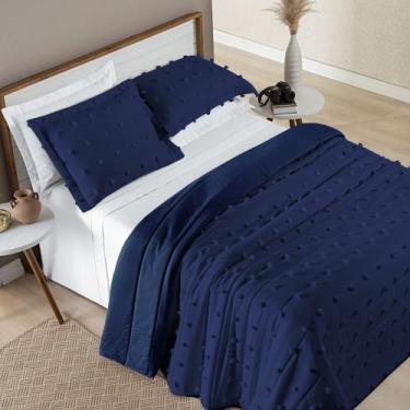 Imagem de Kit Cobre Leito Colcha King 3 Peças Micro Percal 300 Fios Poppy Dupla 