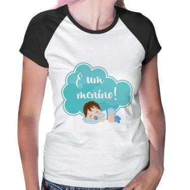 Imagem de Baby Look Raglan É um menino - Foca na Moda, Branco, Preto, G