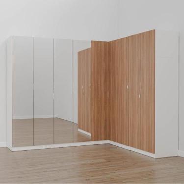 Imagem de Guarda Roupa Modulado de Canto com Espelho 9 Portas 4 Peças Hera Cabec