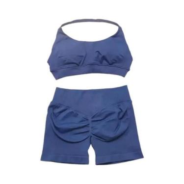 Imagem de Conjunto De Top E Shorts Sem Costura De Cintura Alta Para Academia, Ro