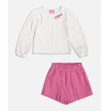 Imagem de Conjunto Infantil Menina Blusa/Short Saia Veludo Cotelê Momi-Feminino