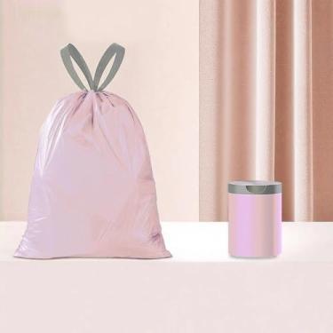 Imagem de Sacos de lixo com cordão, 100 peças, sacos de lixo de cozinha com alças, fecho fácil de amarrar, 40 x 43 cm, rolo compacto para casa, cozinha, banheiro